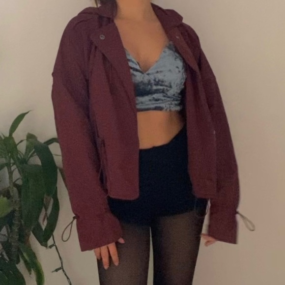 Athleta Arcadia Cognac Bomber Jacket Burgandy - Picture 3 of 3